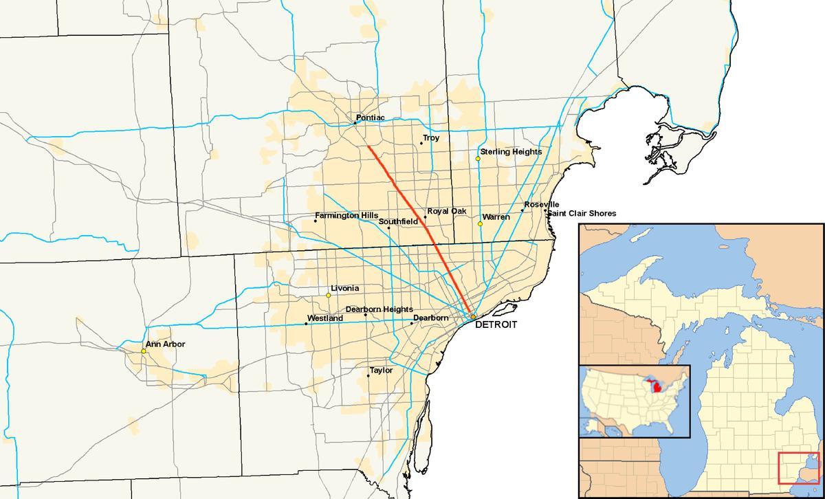 ڈیٹرائٹ شہر پالکاوں نقشہ