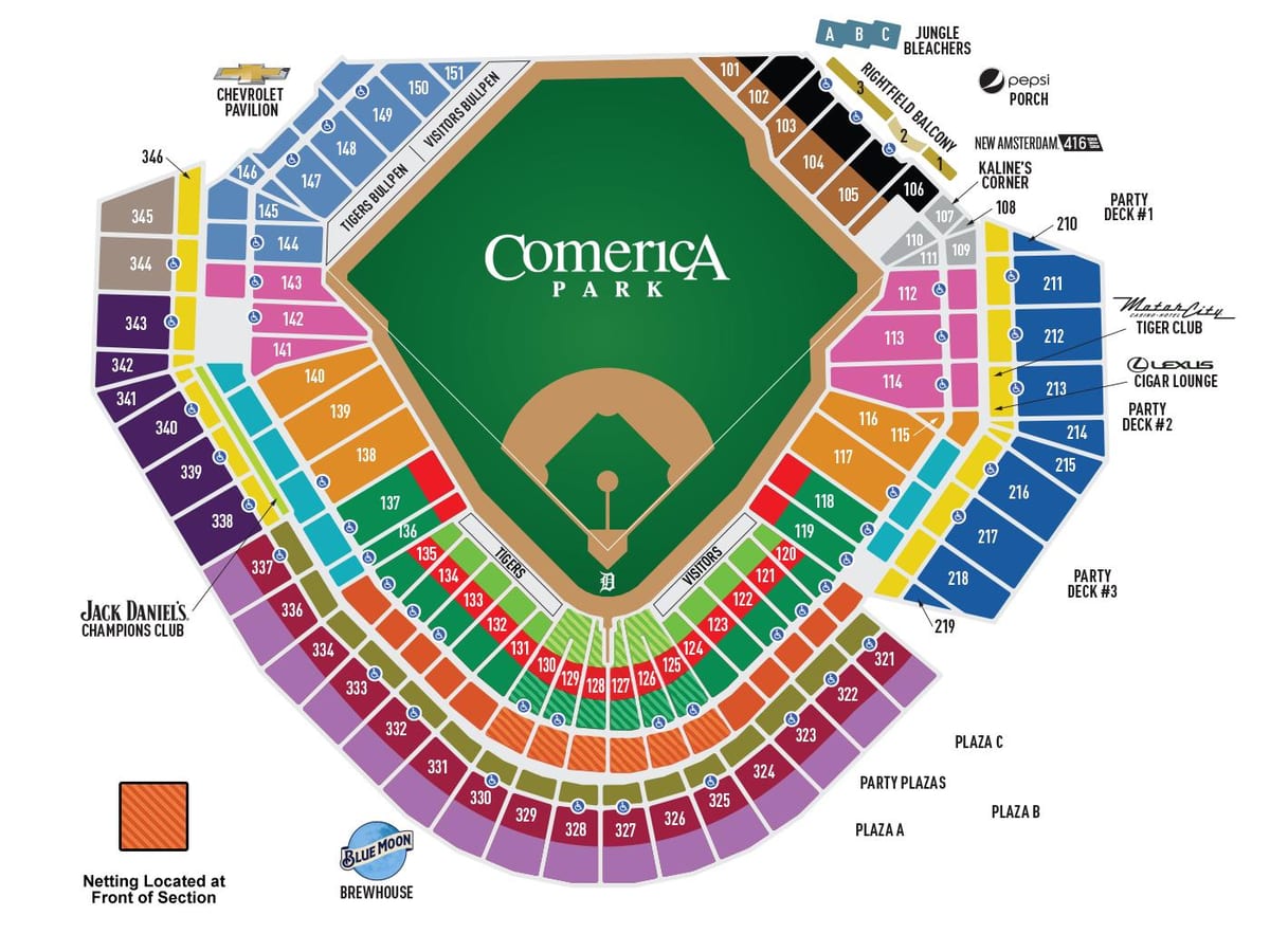 نقشہ comerica پارک